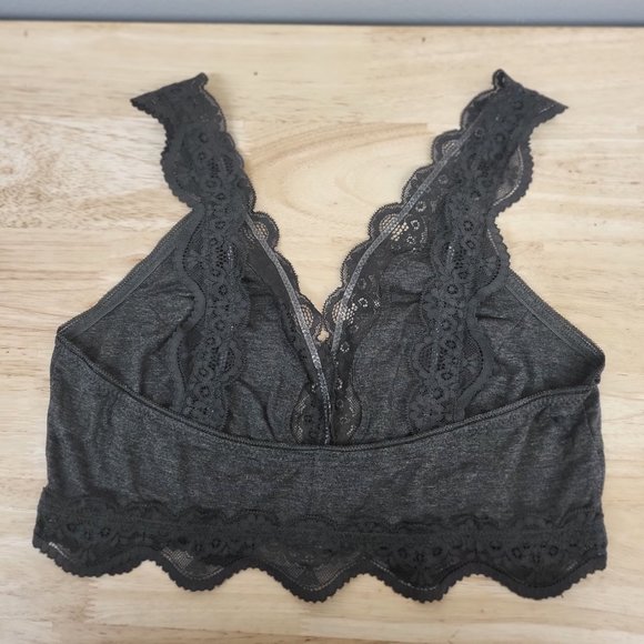 Rhonda Shear T-Shirt Bralette Charcoal Size Medium Style#9403 - Picture 2 of 4